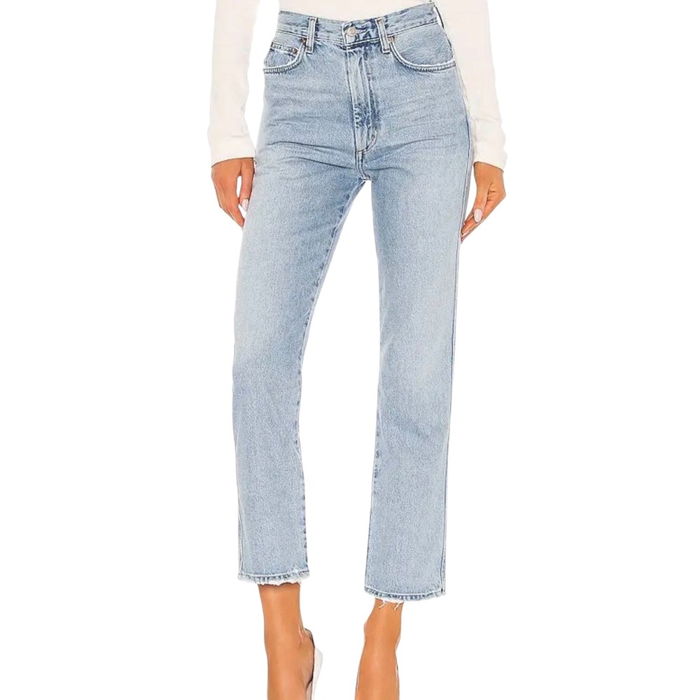 AGOLDE Pinch Waist High Rise Kick Straight Leg Jeans Riptide Light Wash Size 26